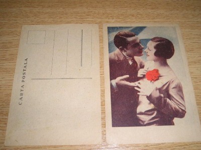 M2 R9 1 - Carte postala foarte veche - Tematica iubire - Tineri indragostiti foto