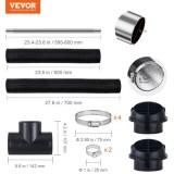 Set de conducte pentru tevi de incalzire diesel VEVOR, furtun extensibil pentru conducte de aer de 3 inchi, teava de evacuare din otel inoxidabil de 1