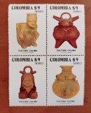 COLUMBIA-&#039;&#039;ARTA PRECOLUMBIANA&#039;&#039;-BLOC DE 4VAL--MNH nestamp., Nestampilat