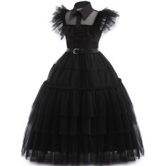 Rochie neagra model Wednesday, fete 140 cm, USSPY