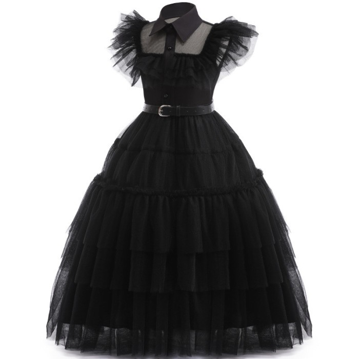 Rochie neagra model Wednesday, fete 140 cm, USSPY