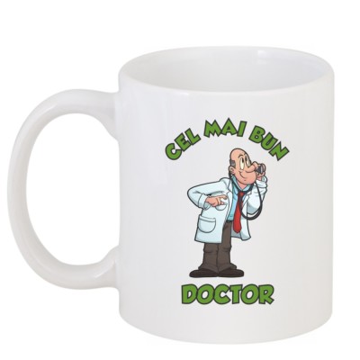 Cana alba personalizata &amp;quot;Cel mai bun doctor&amp;quot;, INOVATIX&amp;reg;. 330ml foto