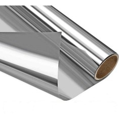 Folie Reflexiva protectie Geamuri termopan, montare pe interior cu Efect de Oglinda si Protectie Solara UV, Argintie, 45 x 300 cm, TopBazar