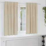 Draperii opace cu bandă superioară, 2 buc., crem, catifea
