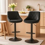 Cumpara ieftin Set 2 scaune de bucatarie/bar, Artool, Kast, rotativ, catifea neagra, picior metal negru, 45.5x49x105 cm