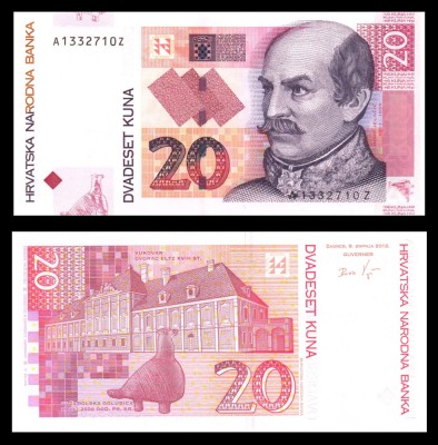 CROATIA █ bancnota █ 20 Kuna █ 2012 █ P-39br █ REPLACEMENT SERIE Z █ UNC █ foto