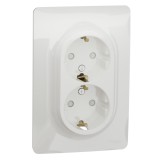Priza dubla Schneider Electric Noua Unica NU206718, incastrata, contact de protectie, protectie copii, rama inclusa, 2P+E, 16A,