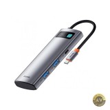 Hub USB-C Baseus Metal Gleam 2 x USB-A 3.0 - 2 x USB-C - 1 x HDMI - 1 x SD - 1 x microSD Gri WKWG020113