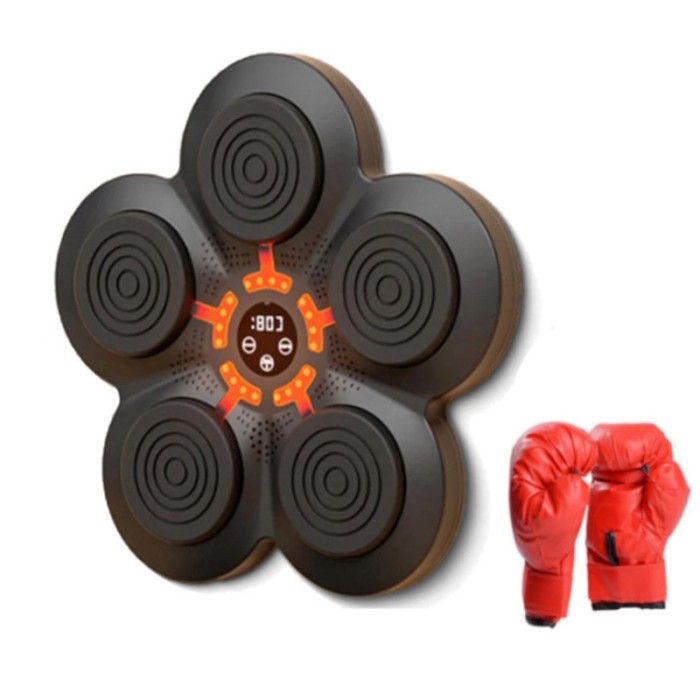 Set masina de box cu manusi, APF, conexiune Bluetooth, cu ecran LED, 9 viteze, Negru/Rosu