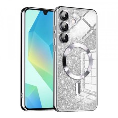 Husa MagSafe pentru Samsung Galaxy A16 5G A166 / A16 4G A165, Techsuit, Luxury Glitter, Argintie