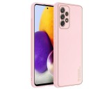 Husa cu Piele ecologica compatibila cu Samsung Galaxy A52, cu protectie la camere si interior din catifea, Roz