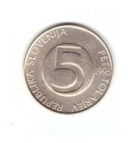 Moneda Slovenia 5 tolarjev 1995 Budapesta, stare foarte buna, curata