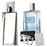 Cumpara ieftin Set apa de toaleta Attraction pentru El 75 ml, apa de toaleta Individual Blue 100 ml, card multifunctional de supravietuire, otel inoxidabil, Avon