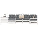 Gossi set canapea de gradina, 7 piese, alb, lemn masiv de pin
