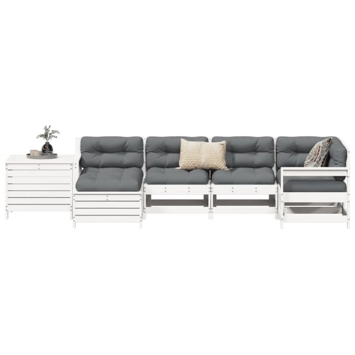 Gossi set canapea de gradina, 7 piese, alb, lemn masiv de pin