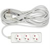 VOREL Prelungitor electric cu impamantare, 3 prize, 5 m, Alb, Plastic