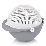 Strecurătoare cu Bol, Model Gri, Diametru 26 cm, &Icirc;nălțime 12 cm, Plastic, Alb/Gri, fara maner, Oem