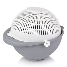 Strecurătoare cu Bol, Model Gri, Diametru 26 cm, &Icirc;nălțime 12 cm, Plastic, Alb/Gri