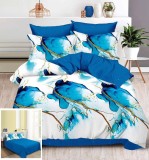 Cumpara ieftin Lenjerie Pat Mitzi Sf075, Bumbac, 4 Piese, Fara Elastic, Alb, Albastru