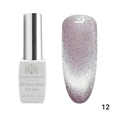 Oja semipermanenta, Snow White, 3D Cat Eye, Global Fashion 8ml, 12(FARA TPO)