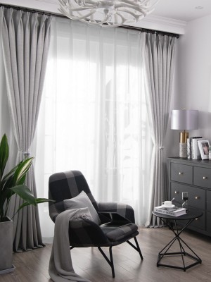 Set perdea tip tesatura in cu rejansa din bumbac tip fagure, Marsilia, Madison, 400x265 cm, Alb, 2 buc foto