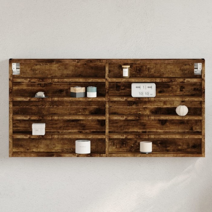 Gossi dulap cu vitrina, stejar fumuriu, 100x8,5x50 cm, lemn prelucrat