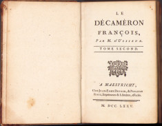 HST 578SP Le decameron francais par M d&amp;#039;Ussieux 1775 volumul II foto