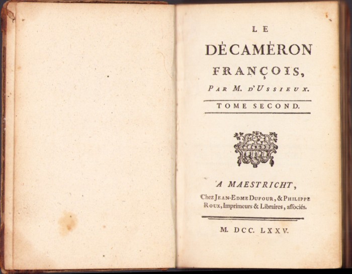 HST 578SP Le decameron francais par M d&#039;Ussieux 1775 volumul II