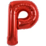 Balon folie metalizata litera p, flippy, 40 cm, umflati cu heliu sau aer, ambalaj individual, pai inclus, rosu