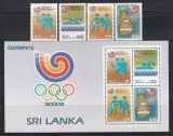 Sri Lanka 1988 - Jocurile Olimpice - Seul, Serie + Bloc, MNH