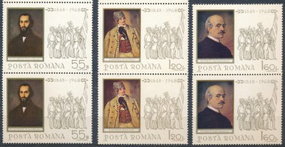 1968 LP679 Serie 120 de ani de la Revolutia din 1848 (pereche) MNH foto