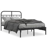 Cumpara ieftin Cadru de pat metalic cu tablie, negru, 120x200 cm