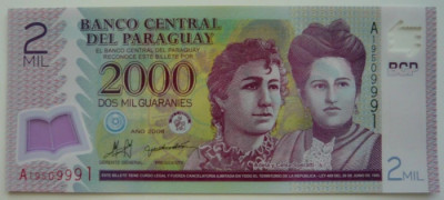 Bancnota Paraguay - 2000 Guaranies 2008 foto