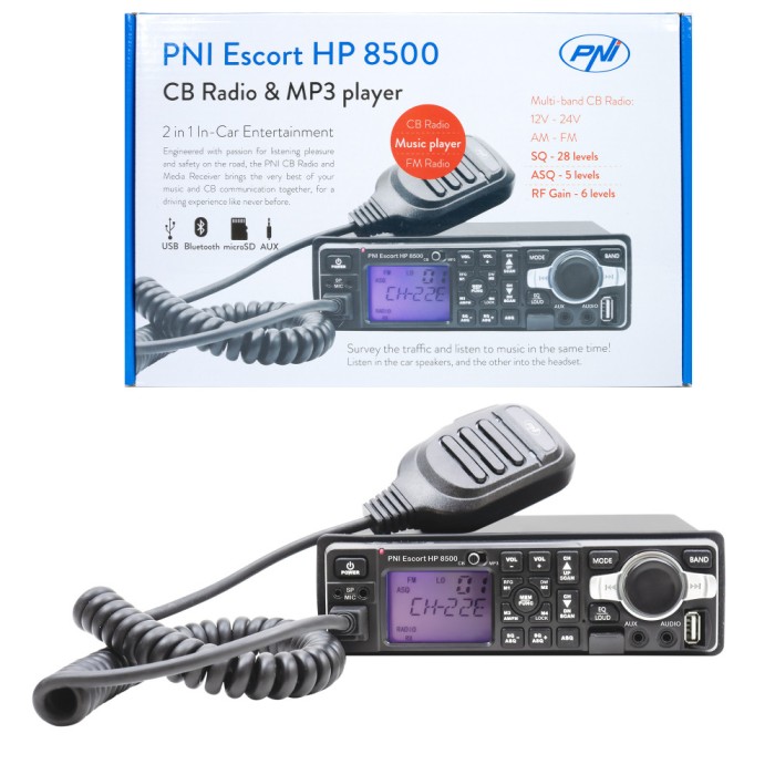 Resigilat : Statie radio CB si MP3 player PNI Escort HP 8500 ASQ include casti cu
