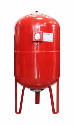 Vas expansiune termic Fornello 100 litri, vertical, cu picioare si manometru, culoare rosu, presiune maxima 10 bar, membrana EPDM foto