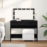 Masa Toaleta vidaXL Stejar Negru cu LED 100x40x120 cm, Oglinda Machiaj, 2 Sertare, MDF, Dormitor