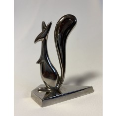 Statuetă Veveriță Metal Cromat Stilizat Mid-Century Modern Art Deco (cca. 1960&ndash;1970)
