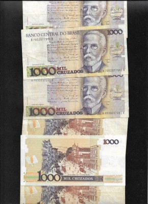 Brazilia 1000 cruzados 1986(88) F-VF pret pe bucata foto