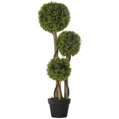 HOMCOM Plante Artificiale Decorative Buxus, Planță Sferică în Ghiveci, Plante Artificiale pentru Decor de Interior și Exterior, 90cm