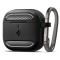 Husa Apple AirPods 4 Spigen Rugged Armor, holder metalic, negru