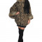 Jacheta tip poncho din lana, animal print, cu captuseala subtire, culoare mare