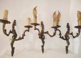 Set deosebit de 3 aplice din bronz masiv in stilul Rococo
