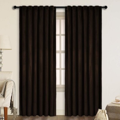Draperie din catifea cu rejansa transparenta cu ate pentru galerie, Madison, 200x220 cm, densitate 700 g/ml, Maro inchis, 1 buc foto