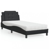 Cumpara ieftin Pat continental cu saltea, negru, 80x200 cm, piele ecologică