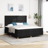 vidaXL Pat Box Spring cu saltea Negru Super King Țesătură