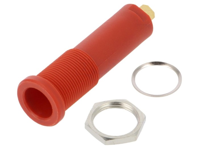Conector soclu banană 4mm aurit roșu