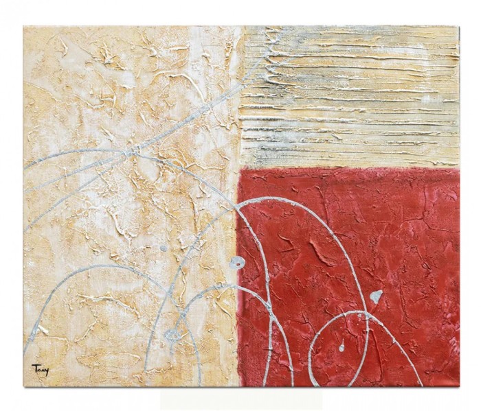 Tablou abstract pictat manual, Incursiune in abstract, 60x50cm ulei pe panza in relief efect 3D, gata de agatat pe perete