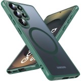 Husa Matte MagSafe pentru Samsung Galaxy S24 Ultra, protectie completa, contur verde