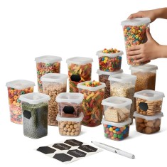 Set 12/18 Recipiente de depozitare alimente, etanșe, Koken cutie depozitare cu capac, plastic fără BPA, organizator alimente, rezistent rece/fierbinte