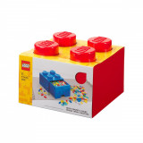 Cutie depozitare Lego, cu 4 pini, Rosu, LEGO&reg;
